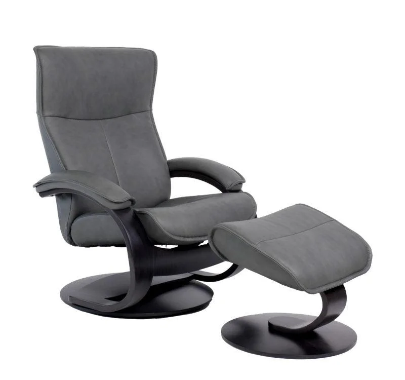 Senator C Leather Reclining Chair in Grey