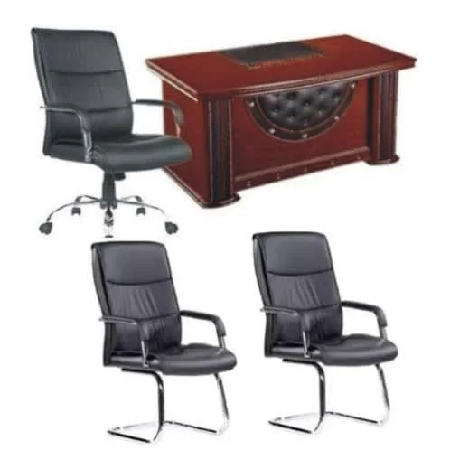 1.4 Meter Executive Table + 107 Swivel Leather Chair and 2 visitors