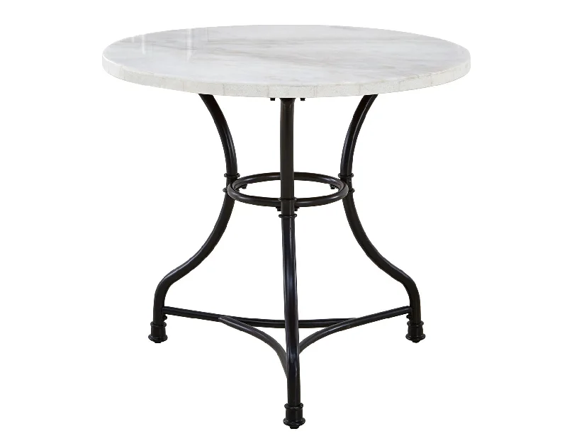 Claire 34 inch Round White Marble Top Bistro Table