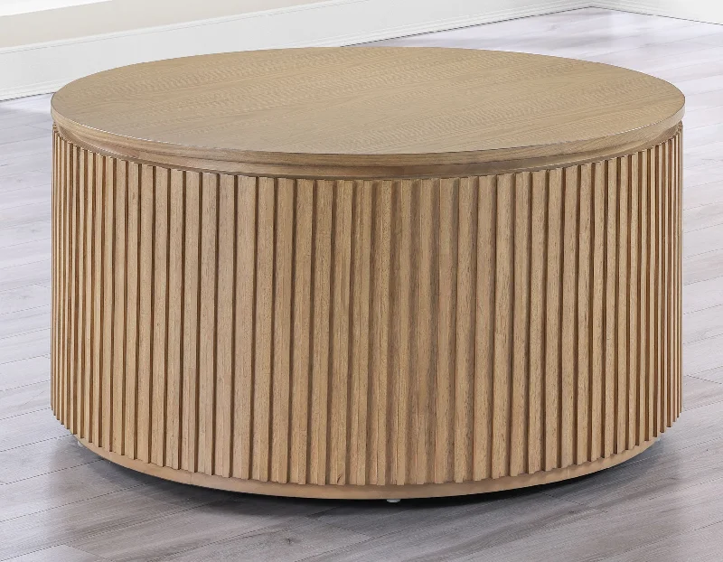 Colvin 36″ Round Castered Coffee Table, Toffee Finish