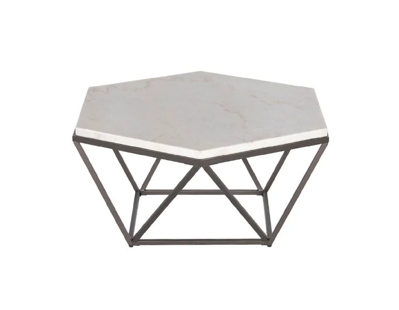 Corvus White Marble Top HexagonCocktail Table