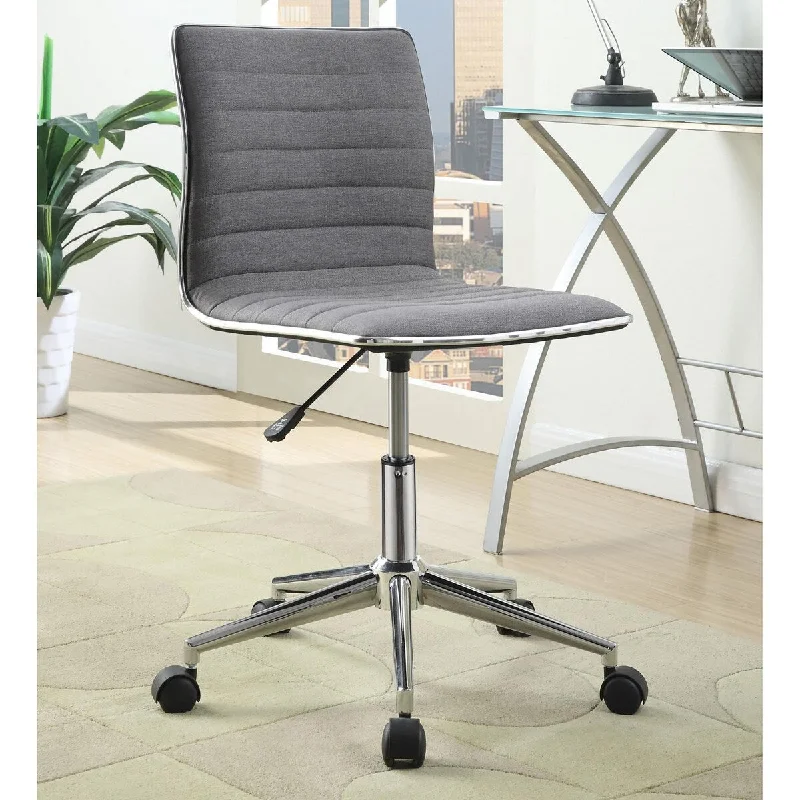 Grey Upholstered Chair with Casters, Height Adjustable Swivel Chair for Offices