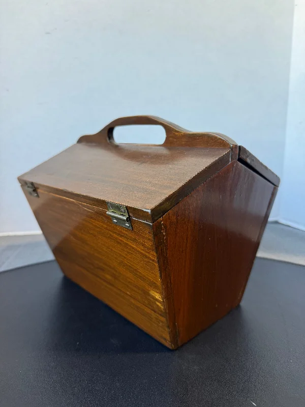 Portable Vintage Wooden Double Door Sewing Box