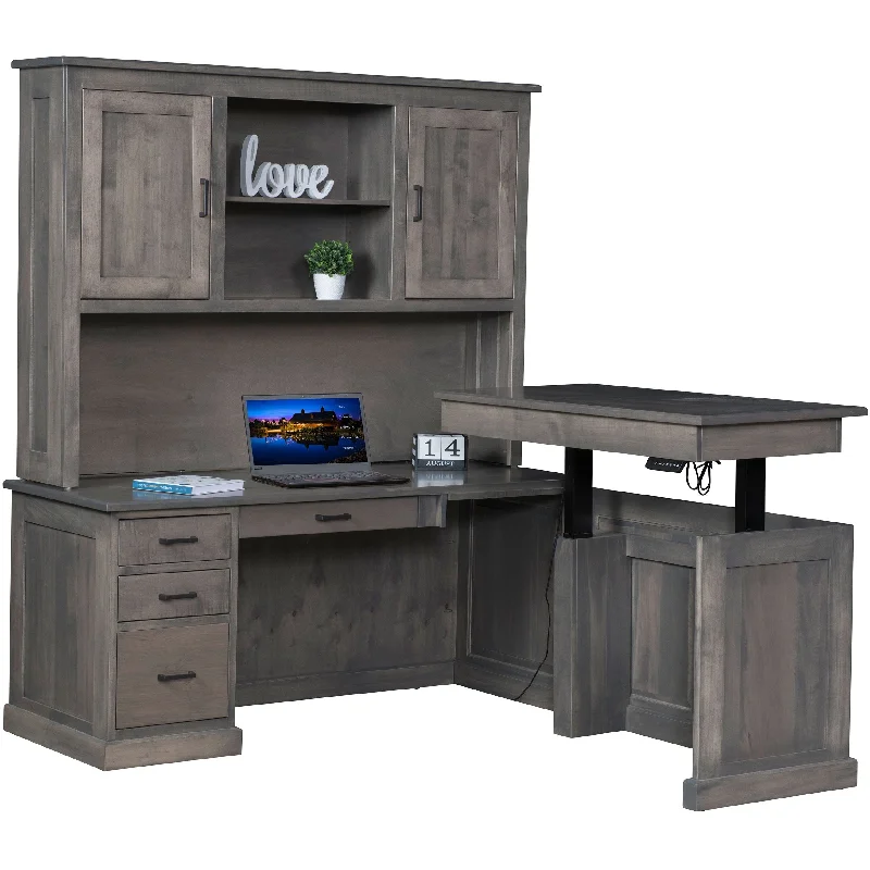 QW Amish Modern L-Shape w/ Adjustable Return & Optional Hutch