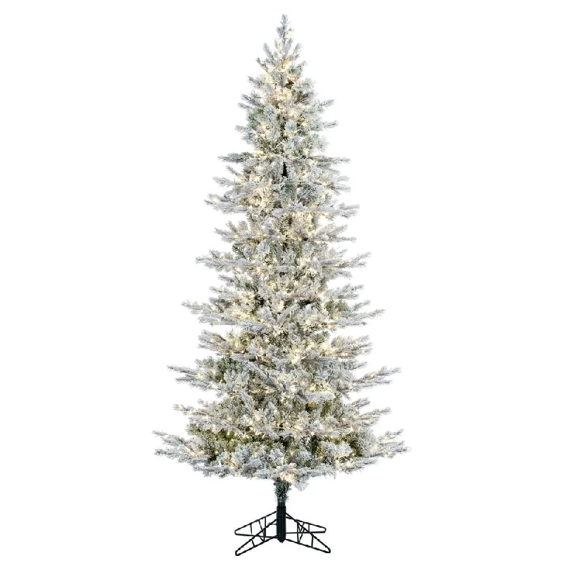 10' x 58"" Flocked Slim Kiana Artificial Xmas Tree 3mm LED Color Changing Lights