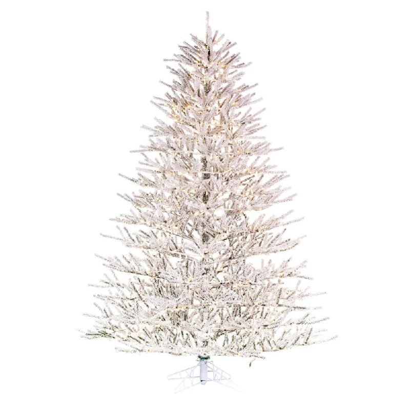 10' x 81" Flocked Pistol Pine Artificial Pre-lit Xmas Tree Warm White 3mm LED