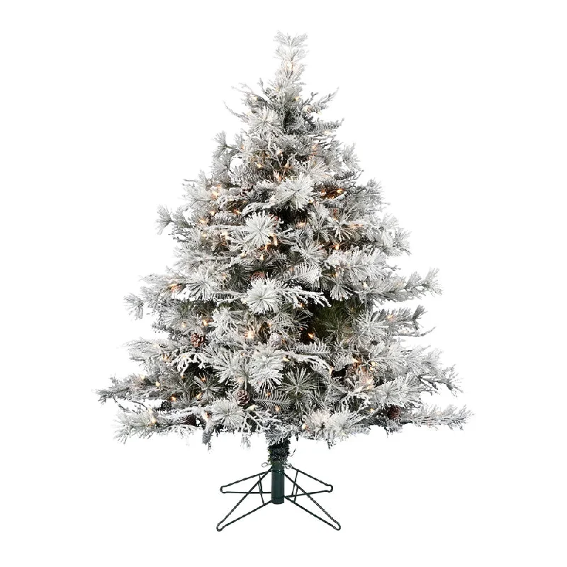 10' x 83" Flocked Cheshire Artificial Christmas Tree Clear Dura-Lit Mini Lights