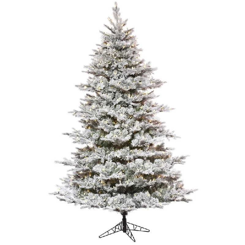 10'x74" Flocked Kiana Artificial Xmas Tree Dura-Lit LED Warm White Mini Lights