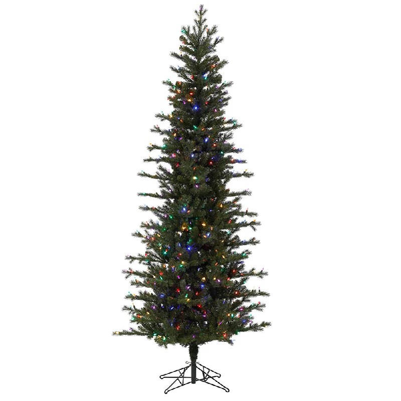 12' x 59" Hillside Pencil Spruce Artificial Christmas Tree Colored Dura-Lit LED