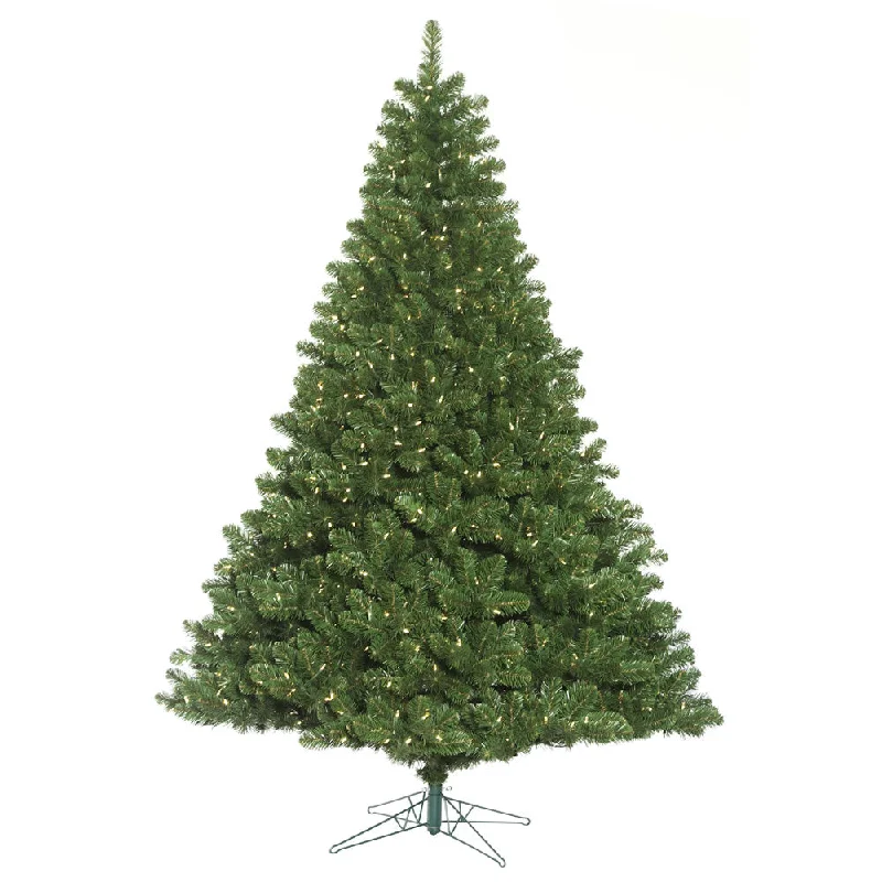 9' Oregon Fir Artificial Christmas Tree Wide Angle Single Mold Warm White LEDs