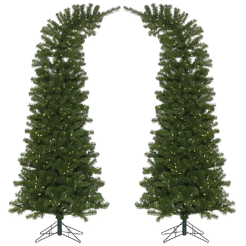 9' x 44'' Green Whimsical Artificial Christmas Tree Warm White LED Lights