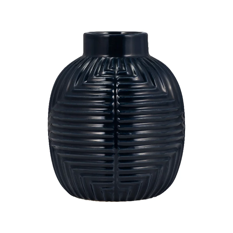 Sagebrook Home 13440-17 Ceramic, 11" Tribal Vase, Navy Blue