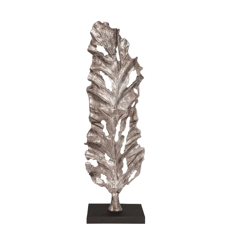 Sagebrook Home 15623 60" Metal Leaf Sculpture, Silver