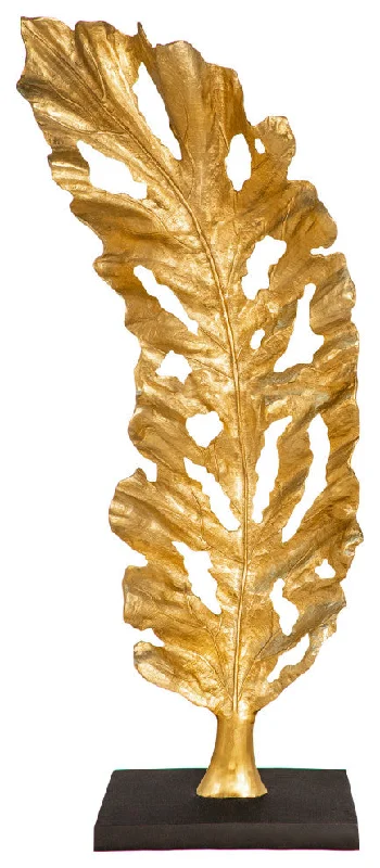 Sagebrook Home 15624 71" Metal Leaf Sculpture, Gold