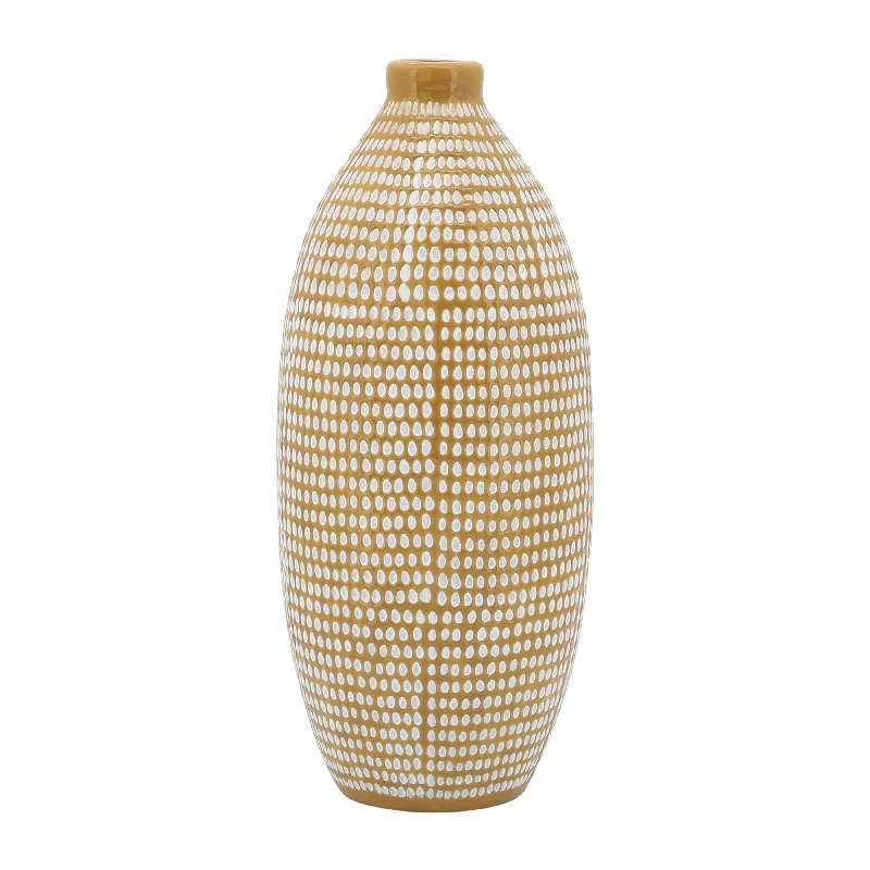 Sagebrook Home 16813 Ceramic, 12" Dotted Vase, Tan