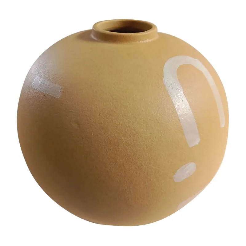 Sagebrook Home 18244 Stoneware, 9" Aztec Vase, Mustard