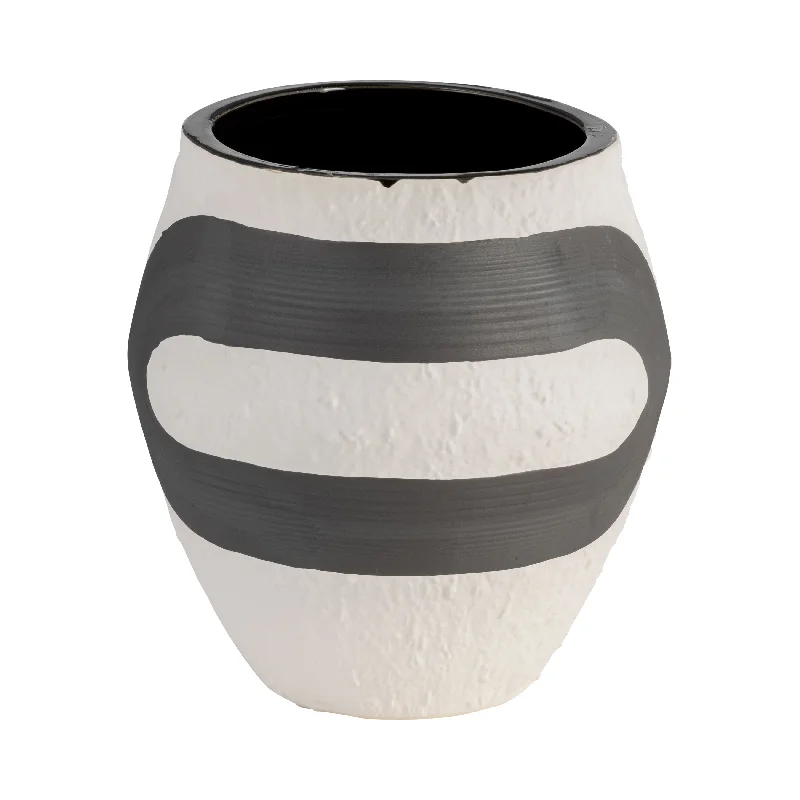 Sagebrook Home 18378 Stoneware, 8" Noir Vase, Black/White