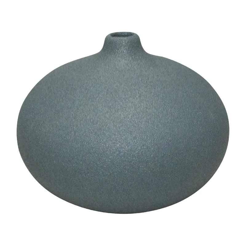 Sagebrook Home 18473-02 Ceramic, 5" Round Volcanic Vase, Denim Navy Blue