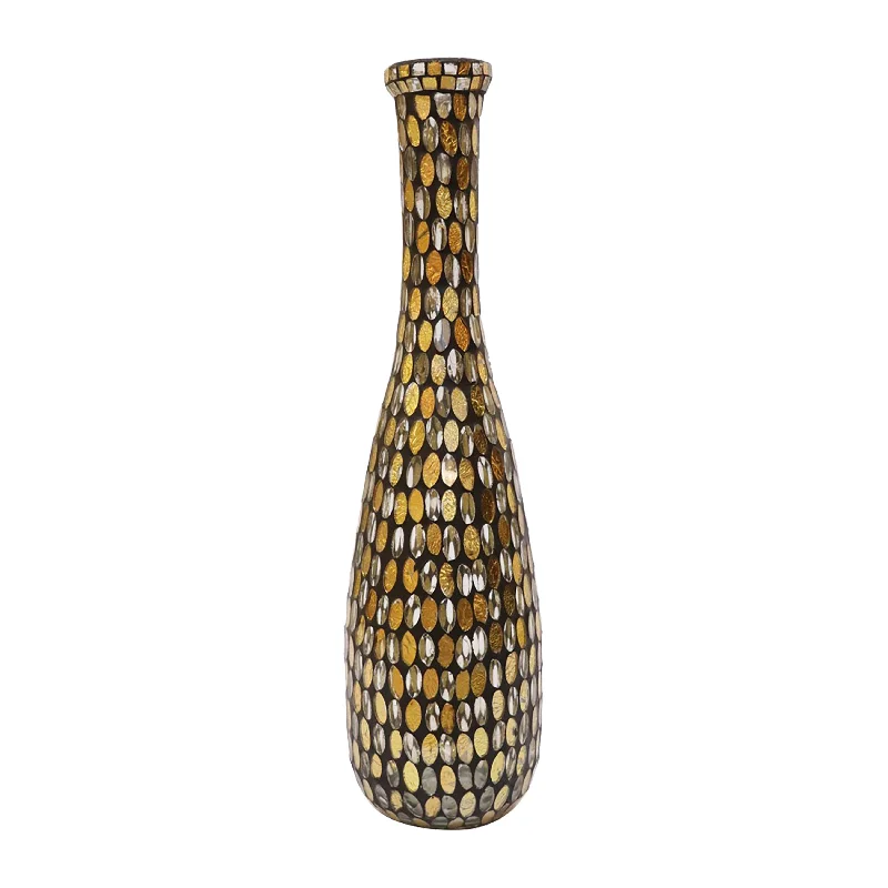 Sagebrook Home 18519-01 Glass, 16" Mosaic Vase, Copper