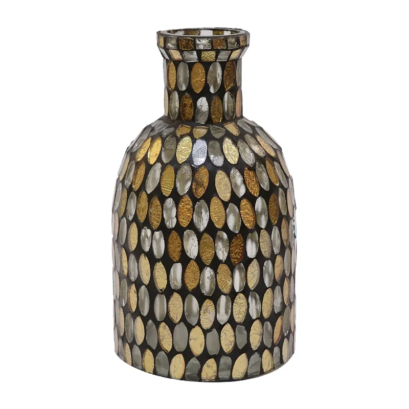 Sagebrook Home 18525-01 Glass, 8" Mosaic Vase, Copper