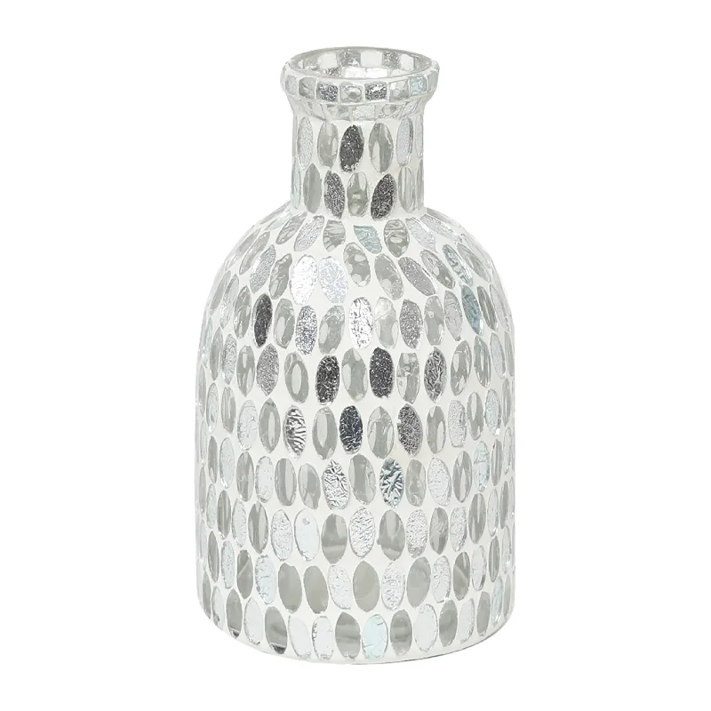 Sagebrook Home 18525-02 Glass, 8" Mosaic Vase, White