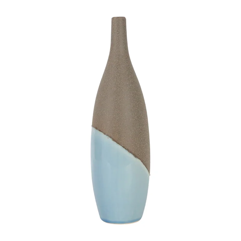 Sagebrook Home 18629-02 Ceramic, 15" Half Dipped Vase, Blue