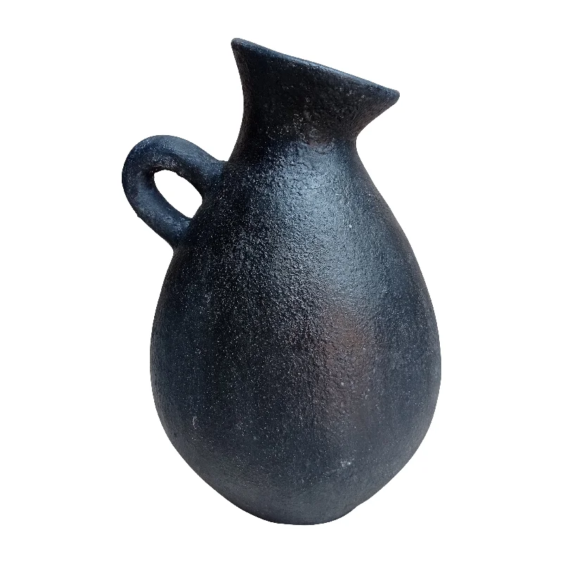 Sagebrook Home 18762-02 Terracotta, 19" Organic Jug With Handle, Black