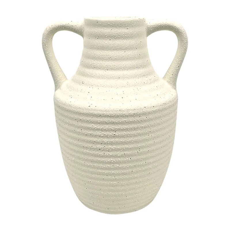 Sagebrook Home 19820 9" Jug Vase with Handle Rough Texture, Ivory