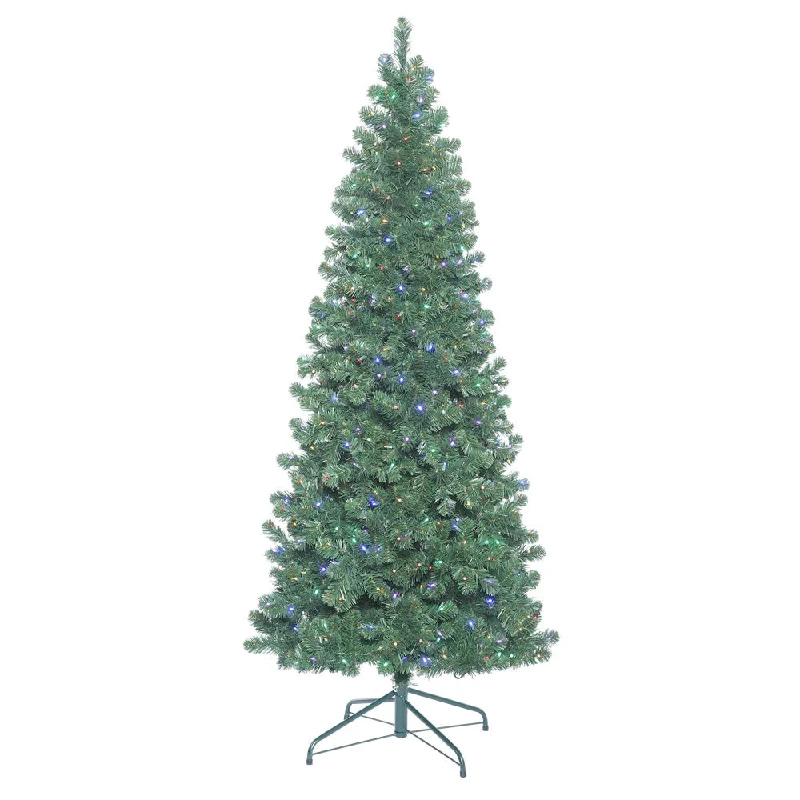 Vickerman 9' Oregon Fir Slim Artificial Christmas Tree Multi-Colored LED